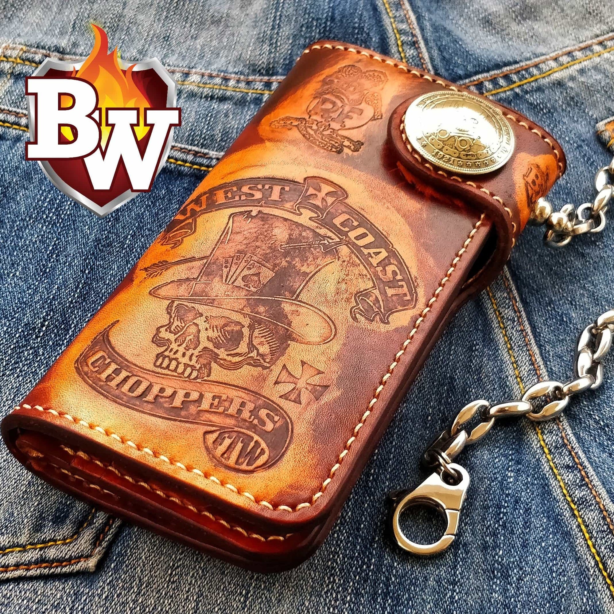 Handmade Custom Leather Biker Wallet 