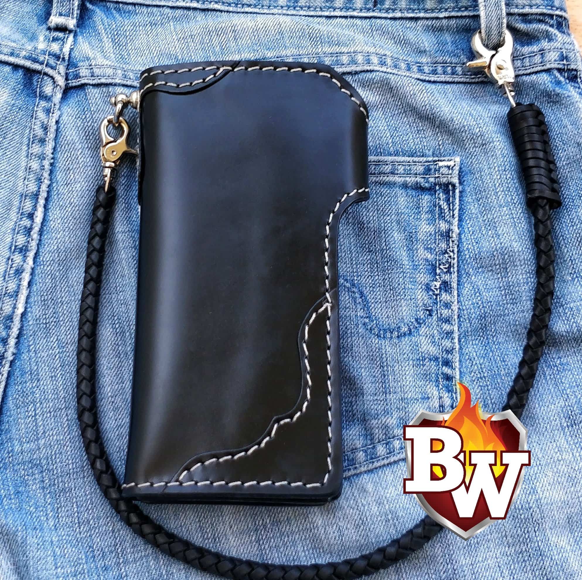 Rango 8-inch Black Custom Handmade Leather Men&#39;s Biker Wallet | The Original www.bagssaleusa.com ...