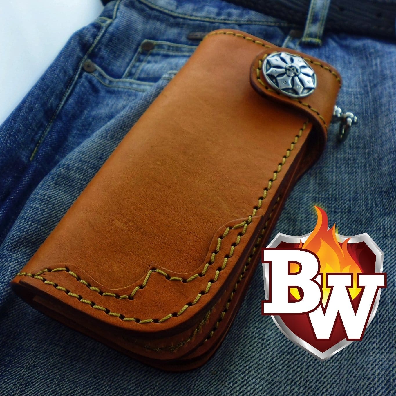 Slim 7-inch Custom Handmade Leather Men's Biker Wallet ...