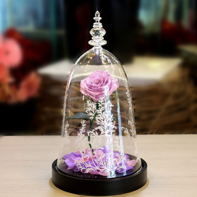 Beauty and the beast rose flowers,LED  Rose  Glass Dome Valentine