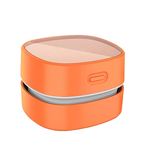 ODISTAR Desktop Vacuum cleaner,Mini table dust sweeper Energy Saving,High endurance up to 400 mins,Cordless&360º Rotatable Design for Cleaning Hairs,Crumbs,Computer Keyboard of gifts for kids (orange)-image-0