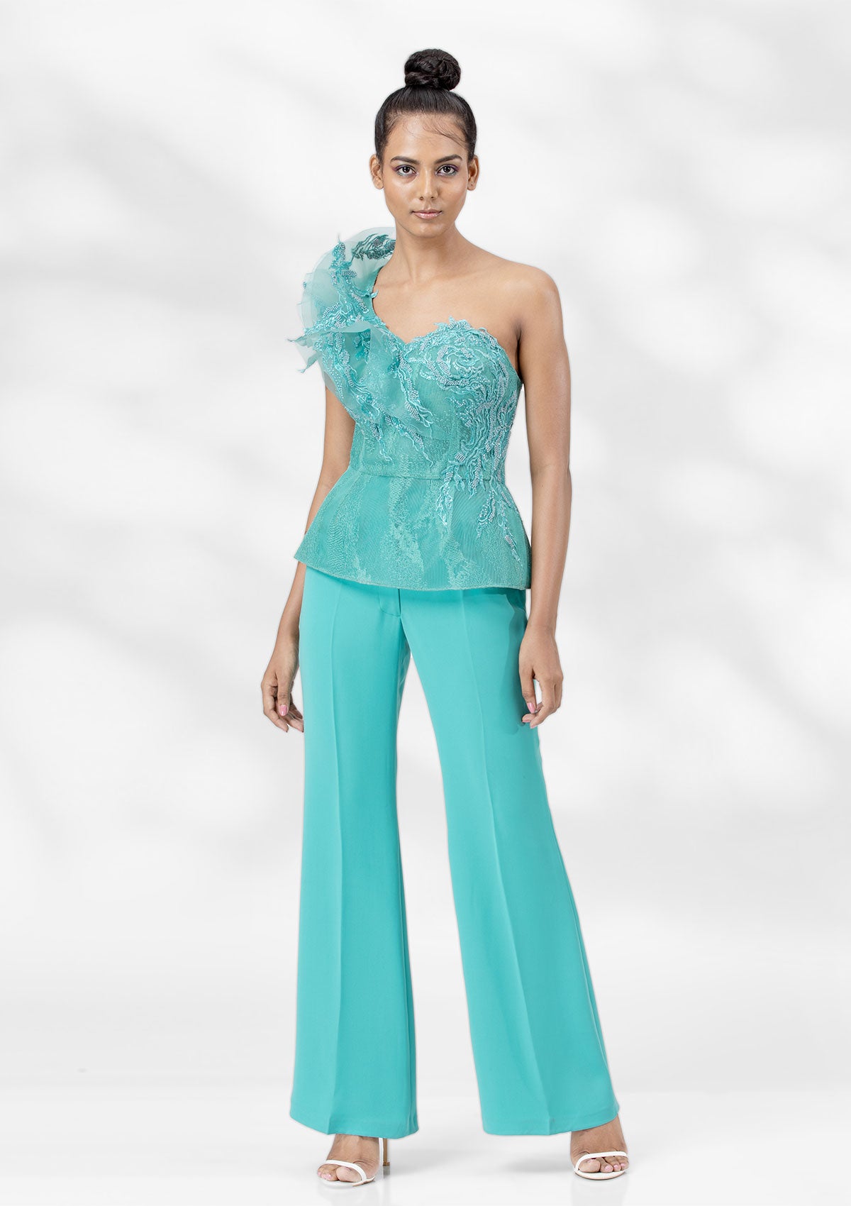 Lillian In Blue Ombre Top With Brocade Pants – Tanieyakhanuja