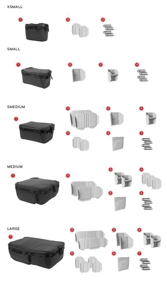 Peak design Camera Cube V2 Size chart
