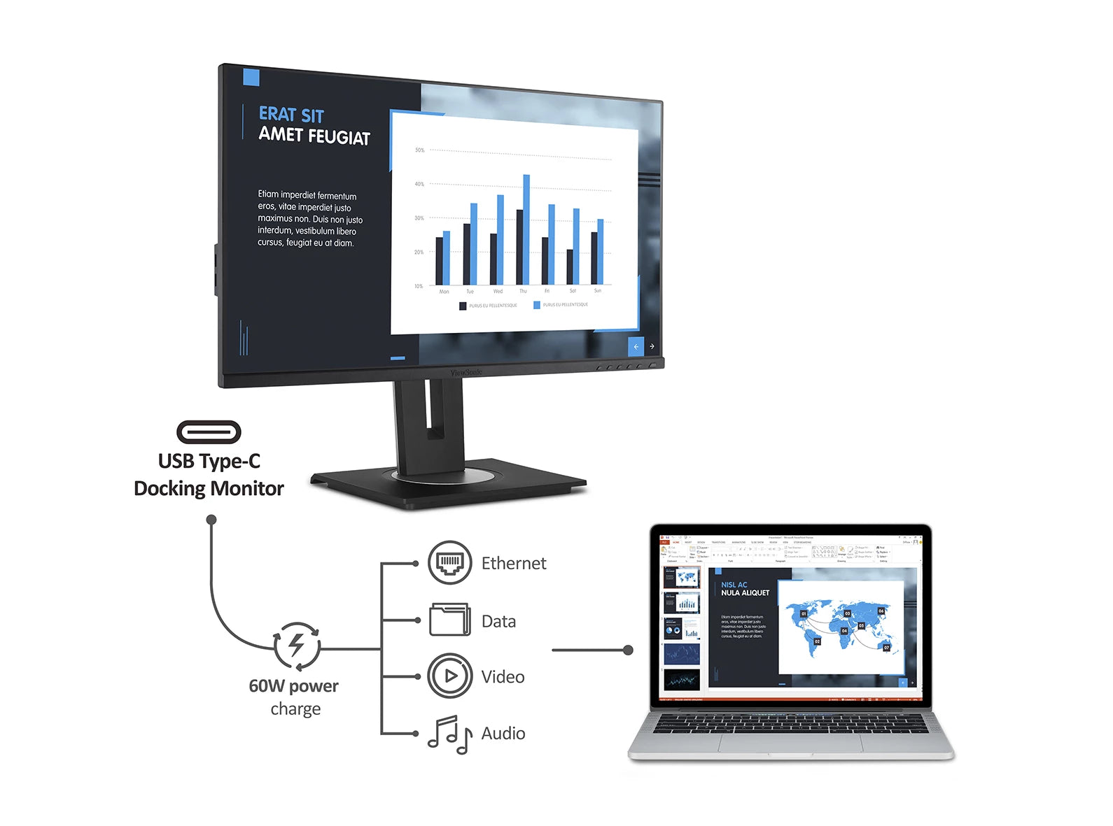 ViewSonic VG2456 24” Docking Monitor featuring USB Type-C and Ethernet