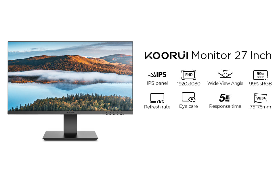 Koorui 27N1 27" 75Hz Refresh Rate Full HD Business Monitor