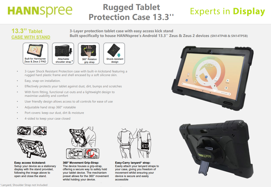 HANNSPREE Rugged Tablet Protection Case 13.3 - 80-PF000002G00K