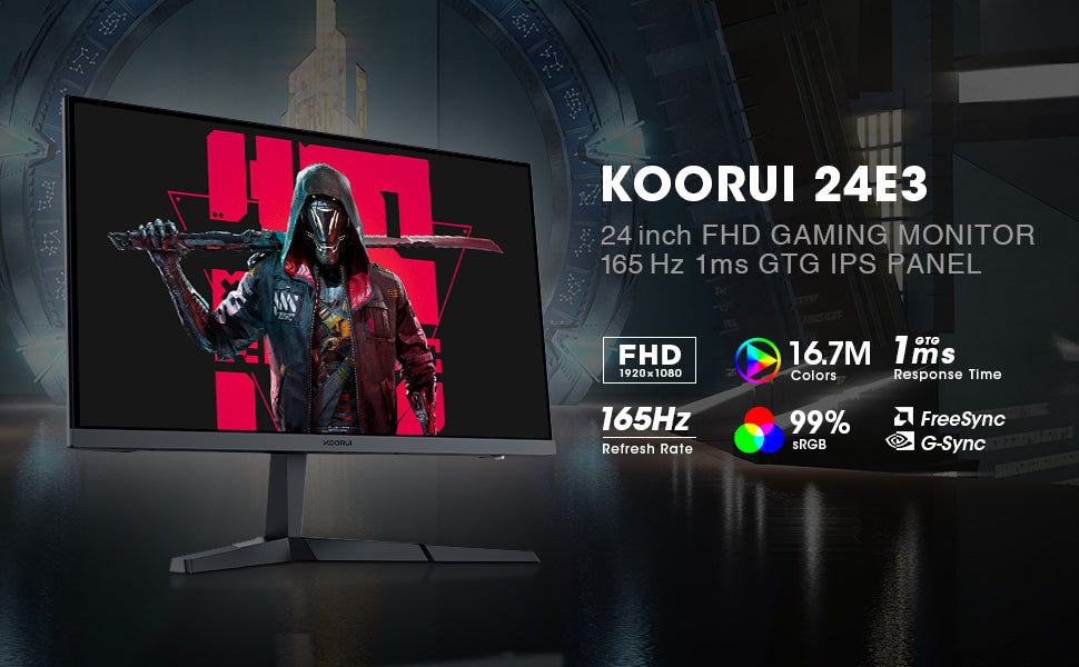 KOORUI 24E3 - 24" Gaming Monitor Full HD IPS 165Hz Refresh Rate 1ms