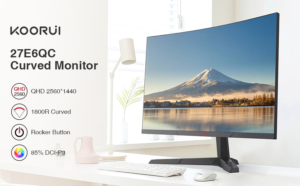 KOORUI 27E6QC 27" Curved Gaming Monitor 2560x1440 - 144Hz - 1ms