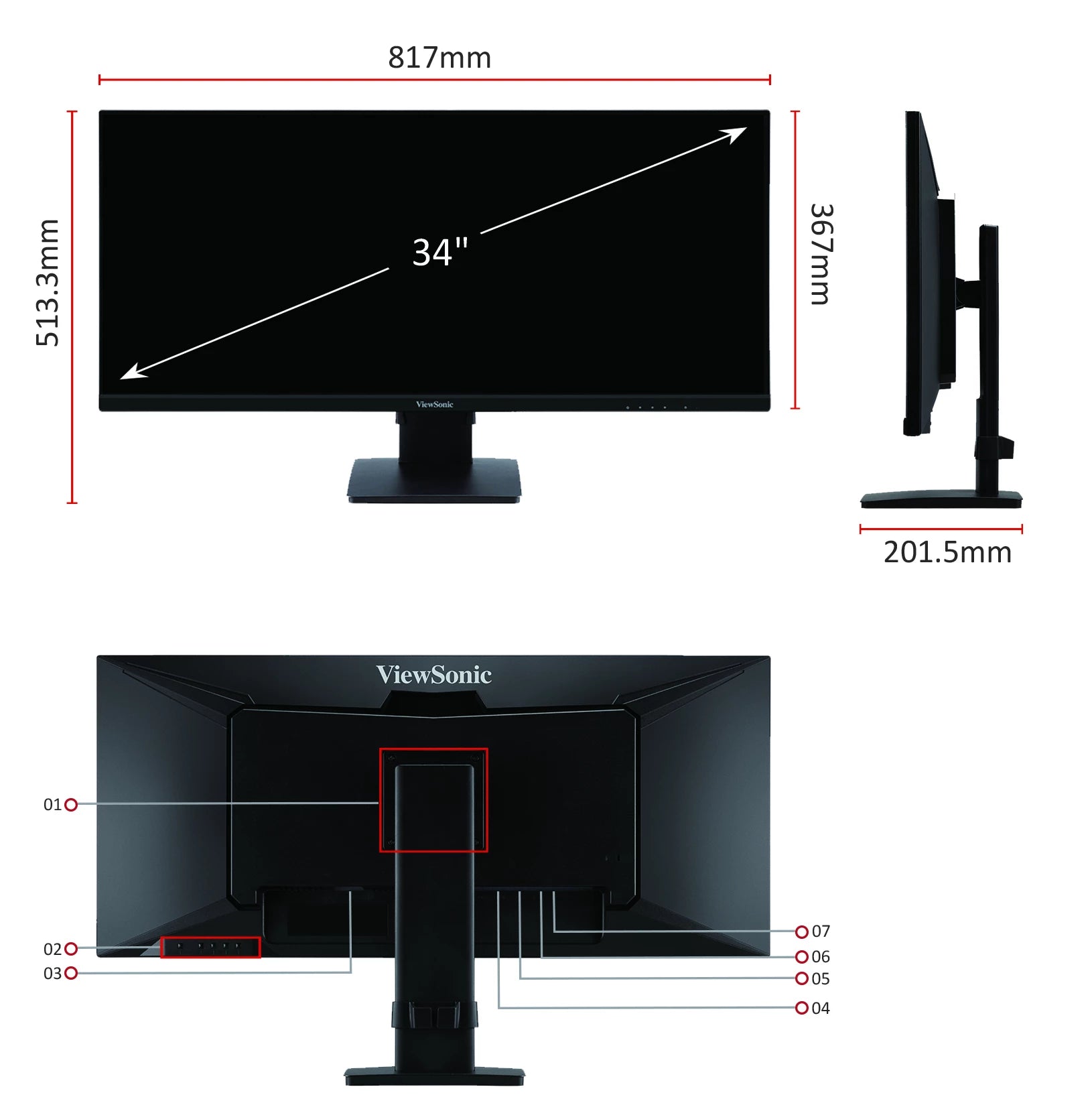 ViewSonic VA3456-MHDJ 34" SuperClear® IPS panel WQHD IPS Monitor