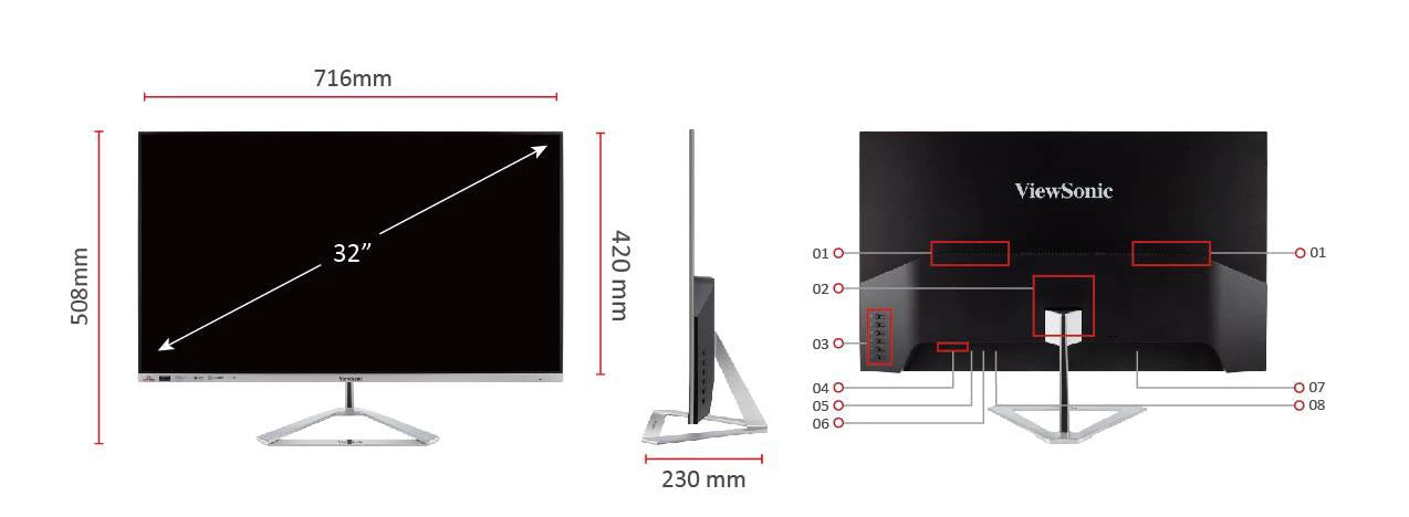 ViewSonic VX3276-2K-MHD-2 32" IPS QHD Entertainment Monitor