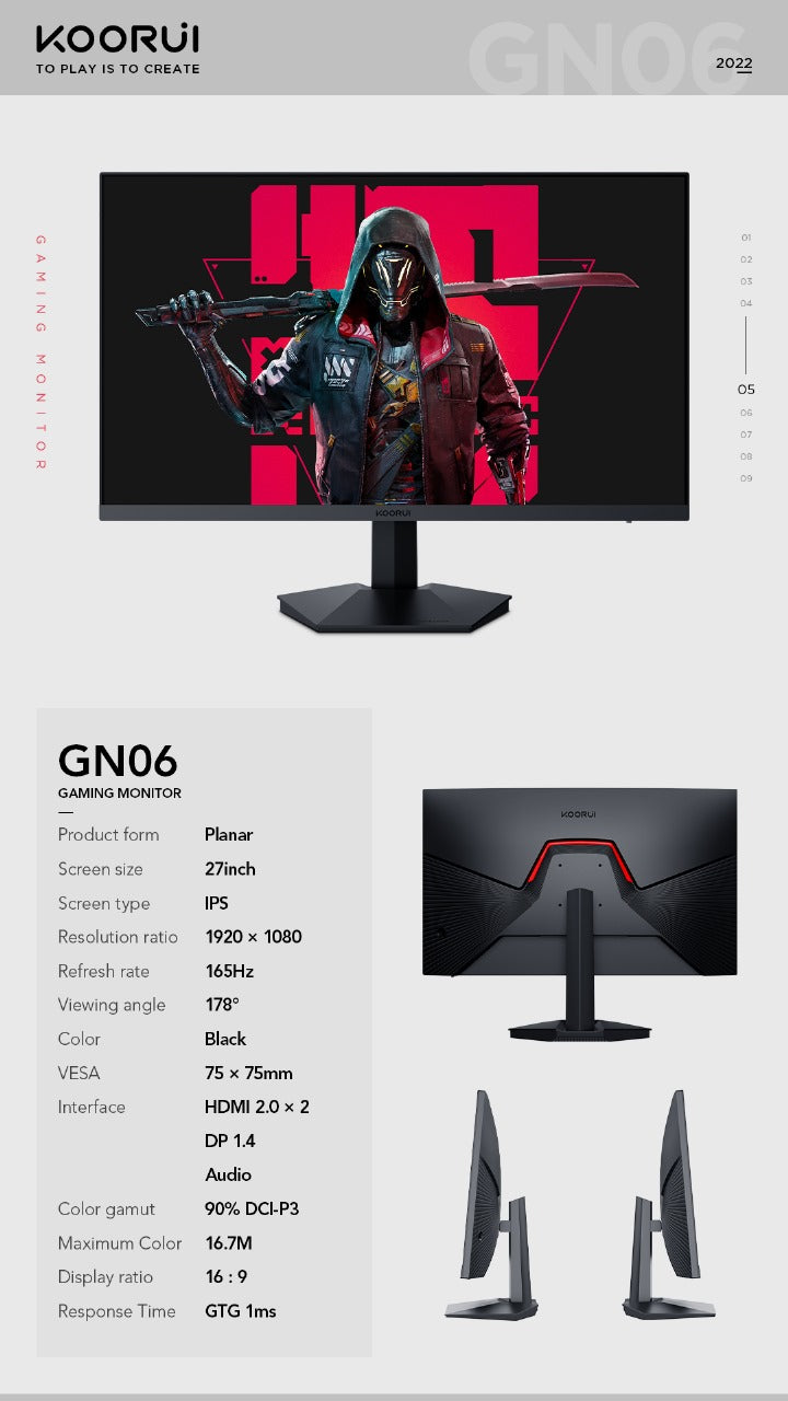 Koorui GN06 27" 165 Hz 1Ms Full HD IPS Gaming Monitor