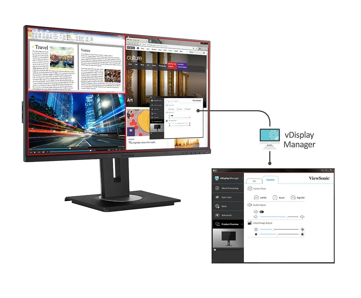 ViewSonic VG2455 24" 75Hz Advanced Ergonomics Business Monitor