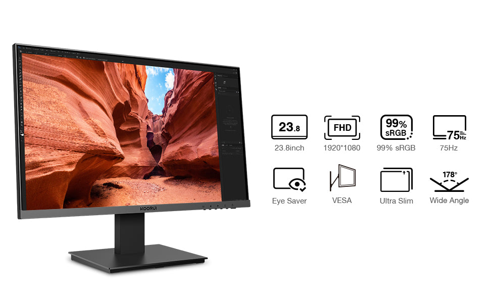 Koorui 24" VA Full HD 1920 x 1080 Business Desktop Monitor 75Hz - 1ms