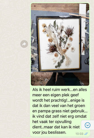 gedroogd bruidsboeket in lijst