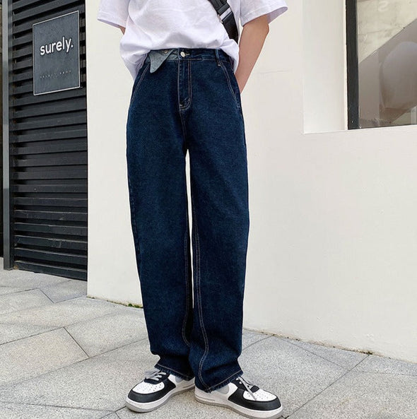 Contrast Waist Patch Jeans | Korean Street Style Men's Clothing ...
