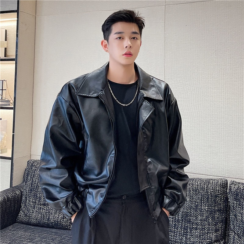 Vintage Style Faux Leather Jacket | Streets of Seoul | Men's