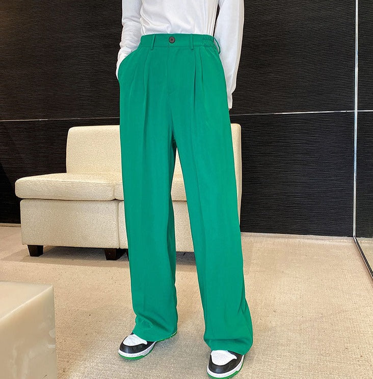 Emerald Green Wide Leg Trousers  Streets of Seoul  Mens Korean Style  Fashion  thestreetsofseoul