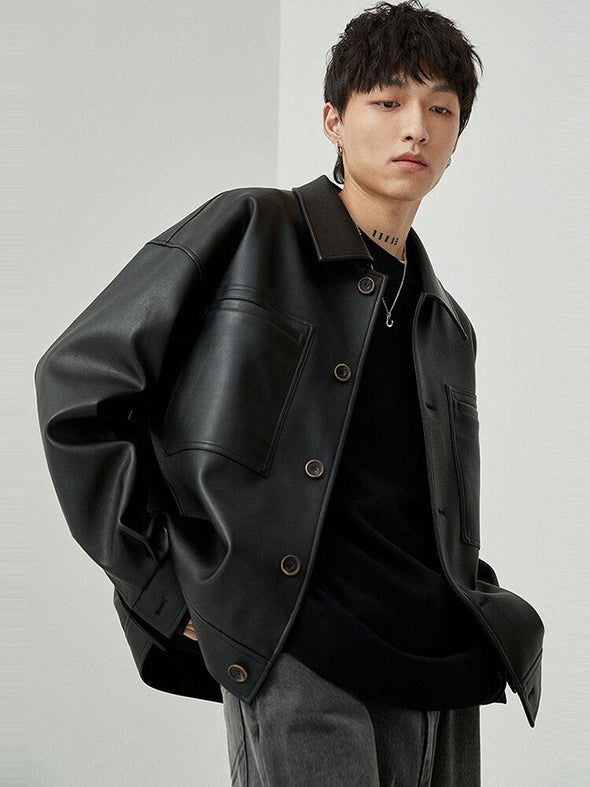 Vintage Inspired Faux Leather Jacket | Streets of Seoul | Men's Korean ...