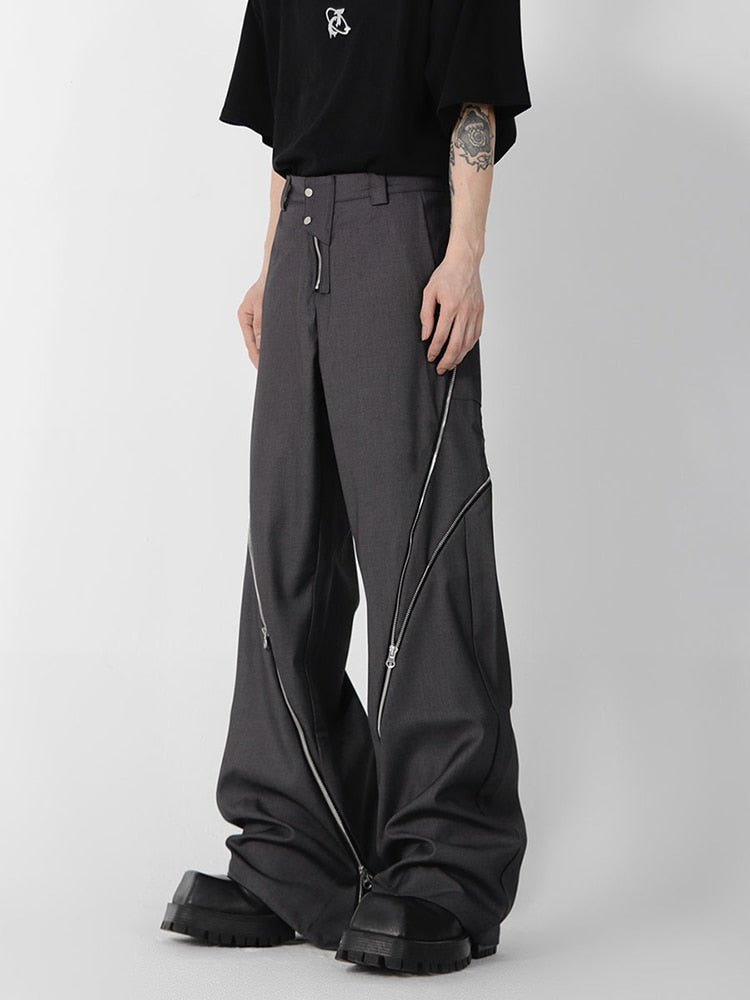 Zipped Seam Loose Fit Trousers | Streets of Seoul | Men's Korean Style ...
