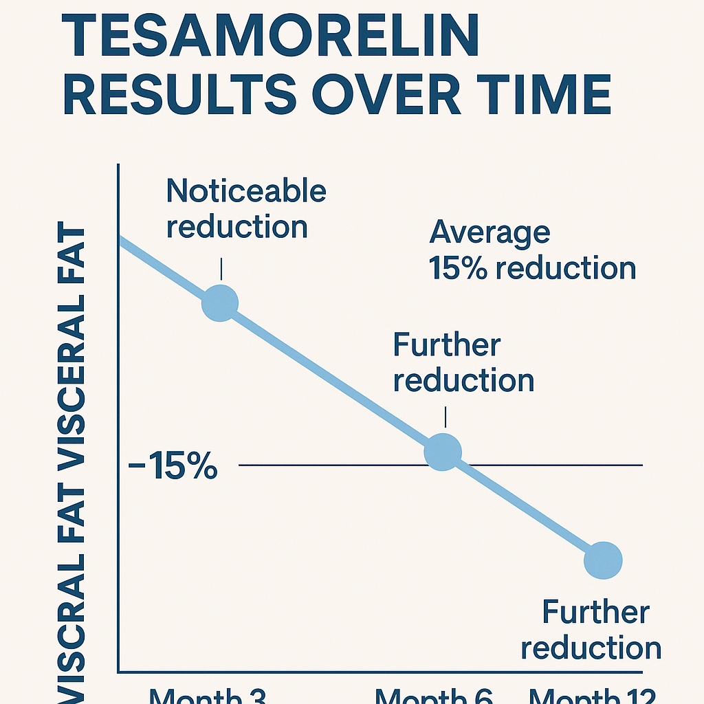graph showing tesamorelin fat reduction timeline