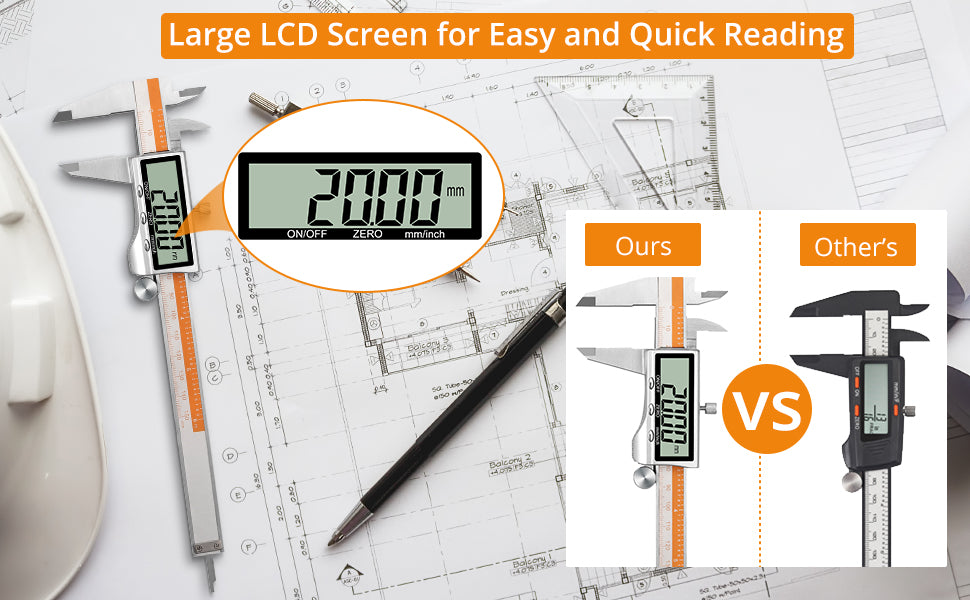 Neoteck 6 Inch/150mm Digital Calipers with Large LCD Screen Nice Storage Case