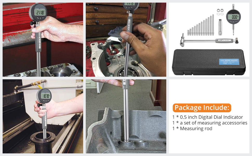 Neoteck Bore Gage Set Digital Indicator Dial Bore Gauge (2"-6"/0.0005") Measurement