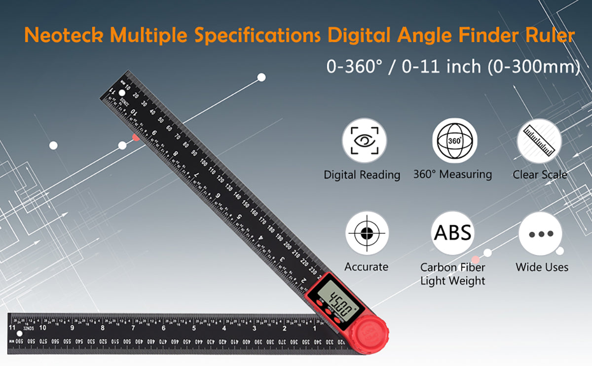 Neoteck Digital Angle Finder Ruler 11-Inch 300mm Protractor Angle Gauge