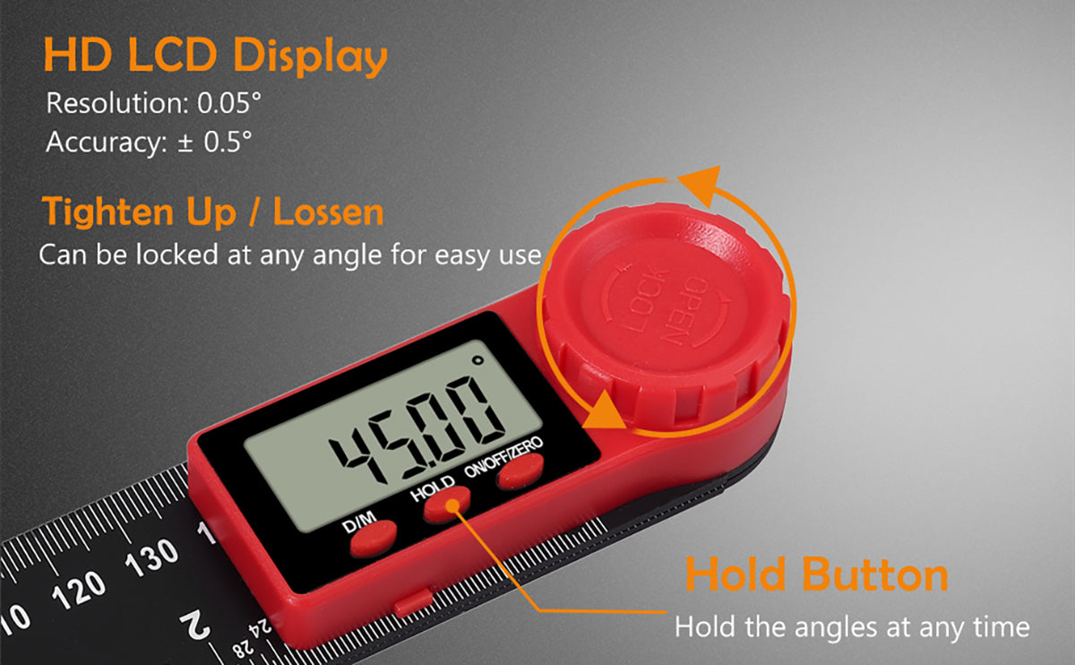 Neoteck Digital Angle Finder Ruler 11-Inch 300mm Protractor Angle Gauge