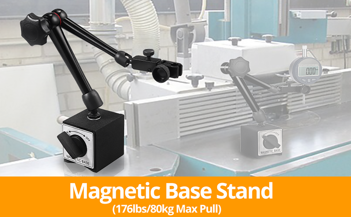 Neoteck Magnetic Base Stand for Digital Dial Indicator Gauge 176lbs/80kg Max Pull - Black