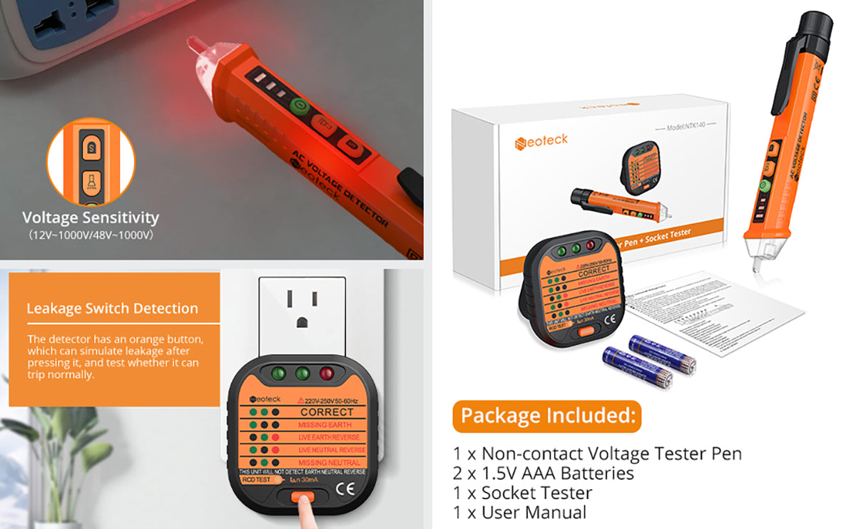 Neoteck Electrical Socket Voltage Tester Pen Kit