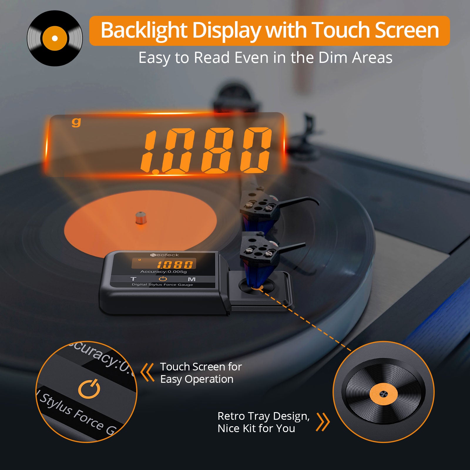 Neoteck LCD Digital Tracking Cartridge Scale Force Turntable Stylus Gauge 0.005g