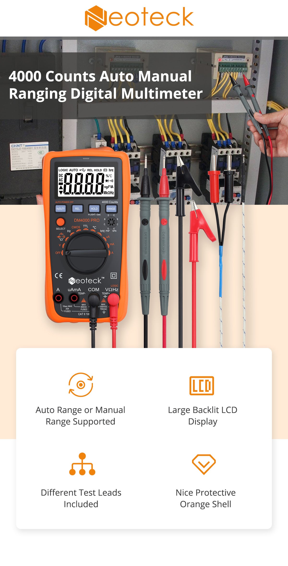 Neoteck 4000 Counts Auto Manual Ranging Digital Multimeter