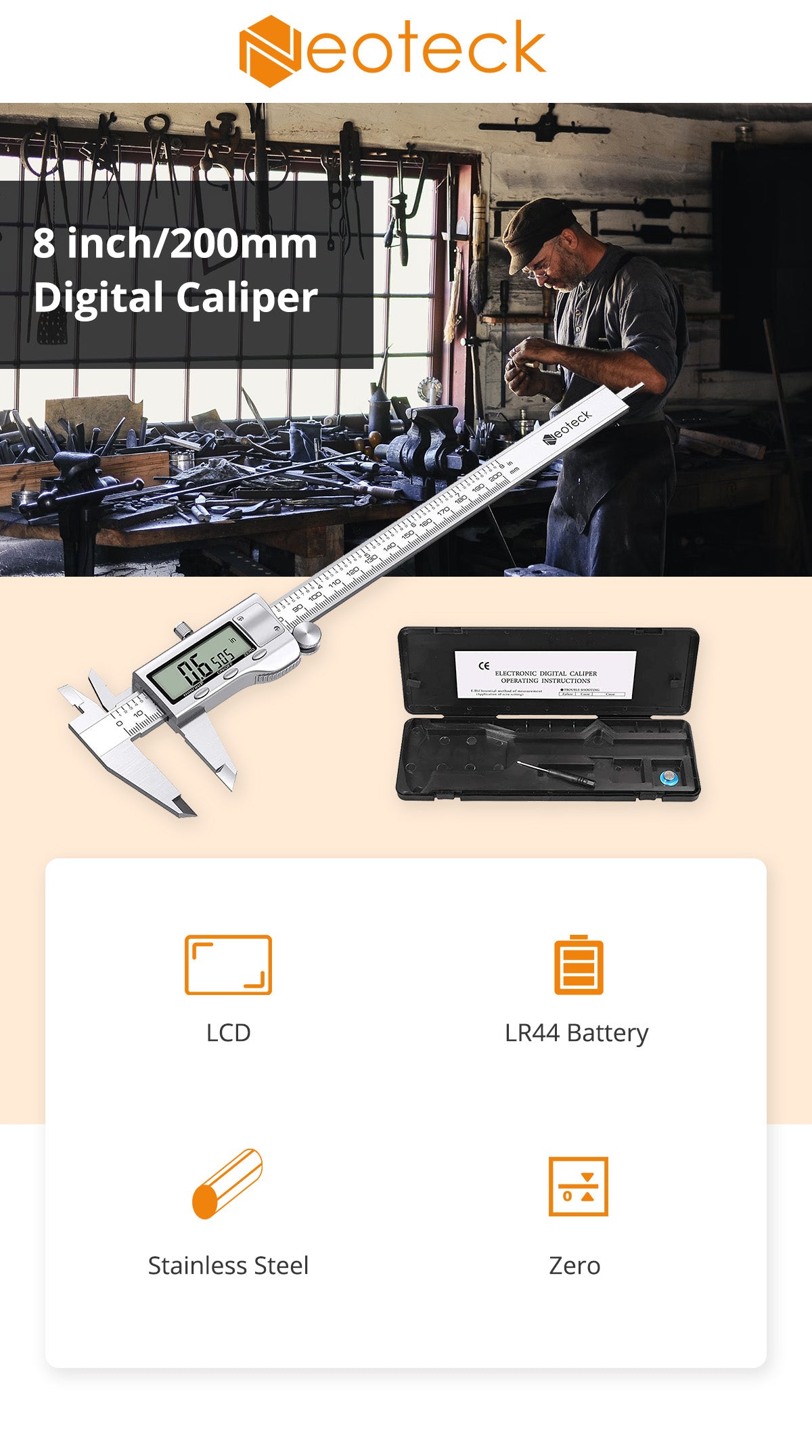 Neoteck 8 inch/200mm Digital Caliper