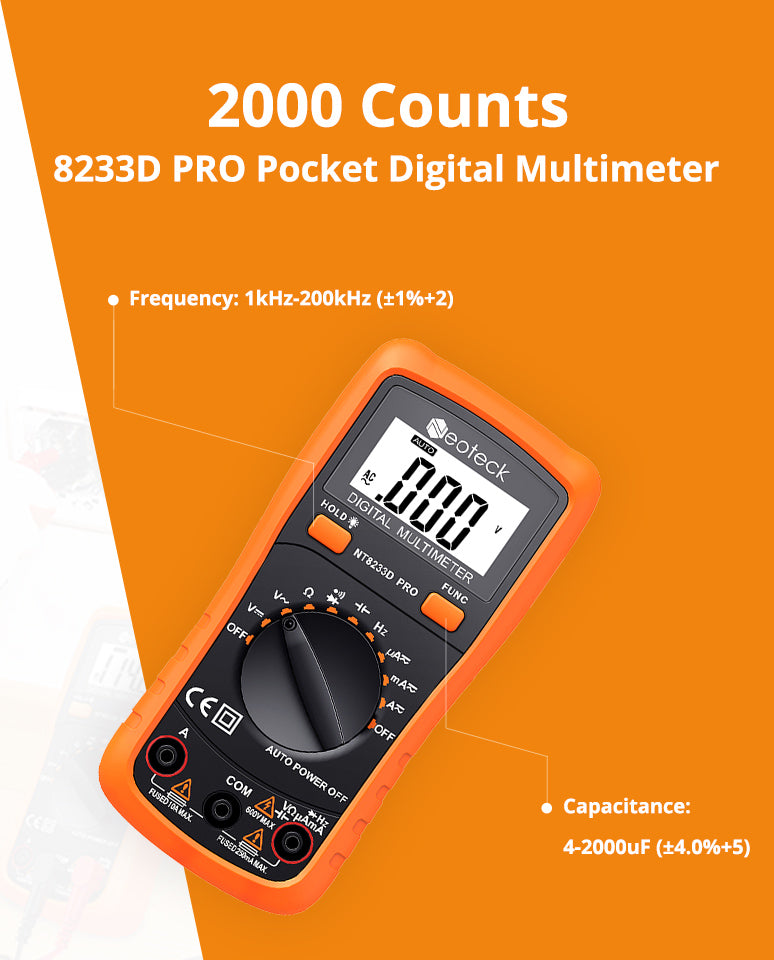 Neoteck 8233D PRO Pocket Digital Multimeter with Multimeter Case