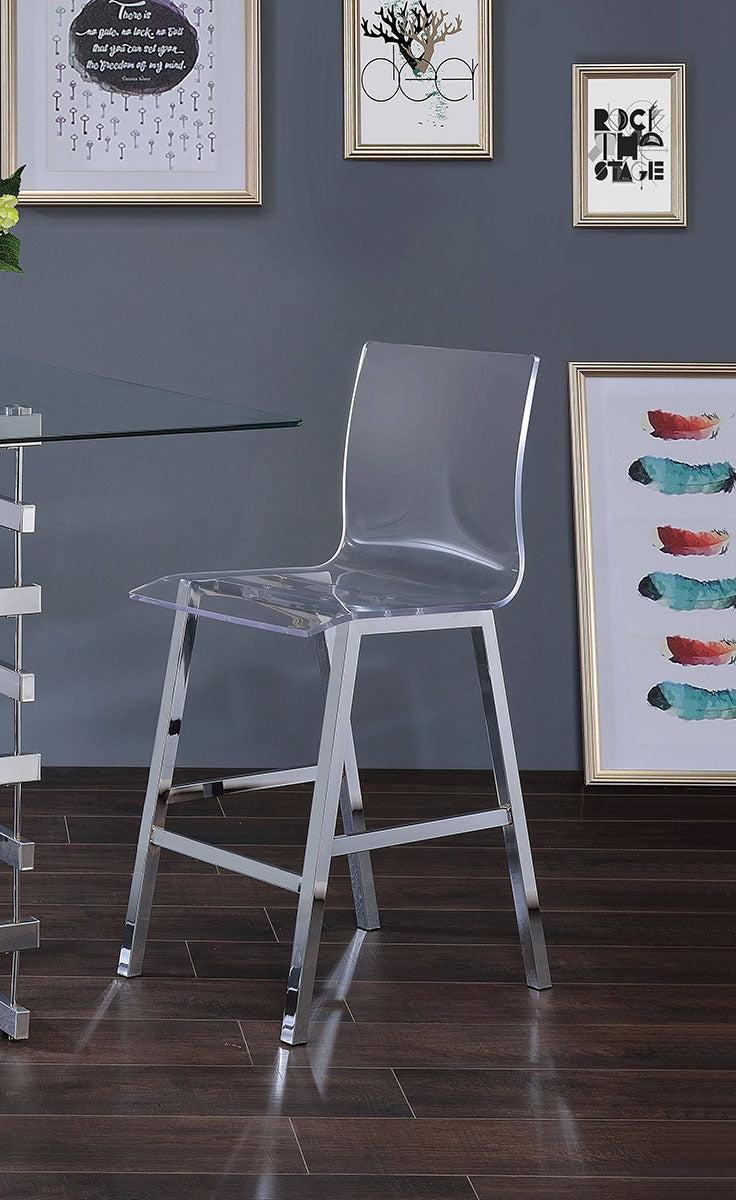 Acme Furniture Nadie Counter Height Chair in Chrome (Set of 2) 72592