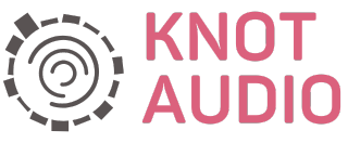 Knot Audio logo. The center has swirls and the outer ring has a beat pattern.