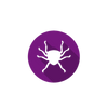 Mite graphic behind a purple background