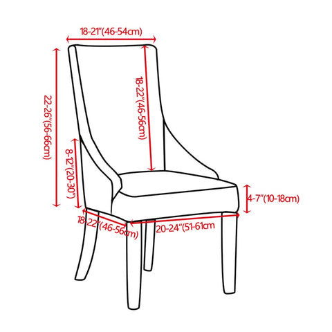 Dimensions housse de chaise inclinée