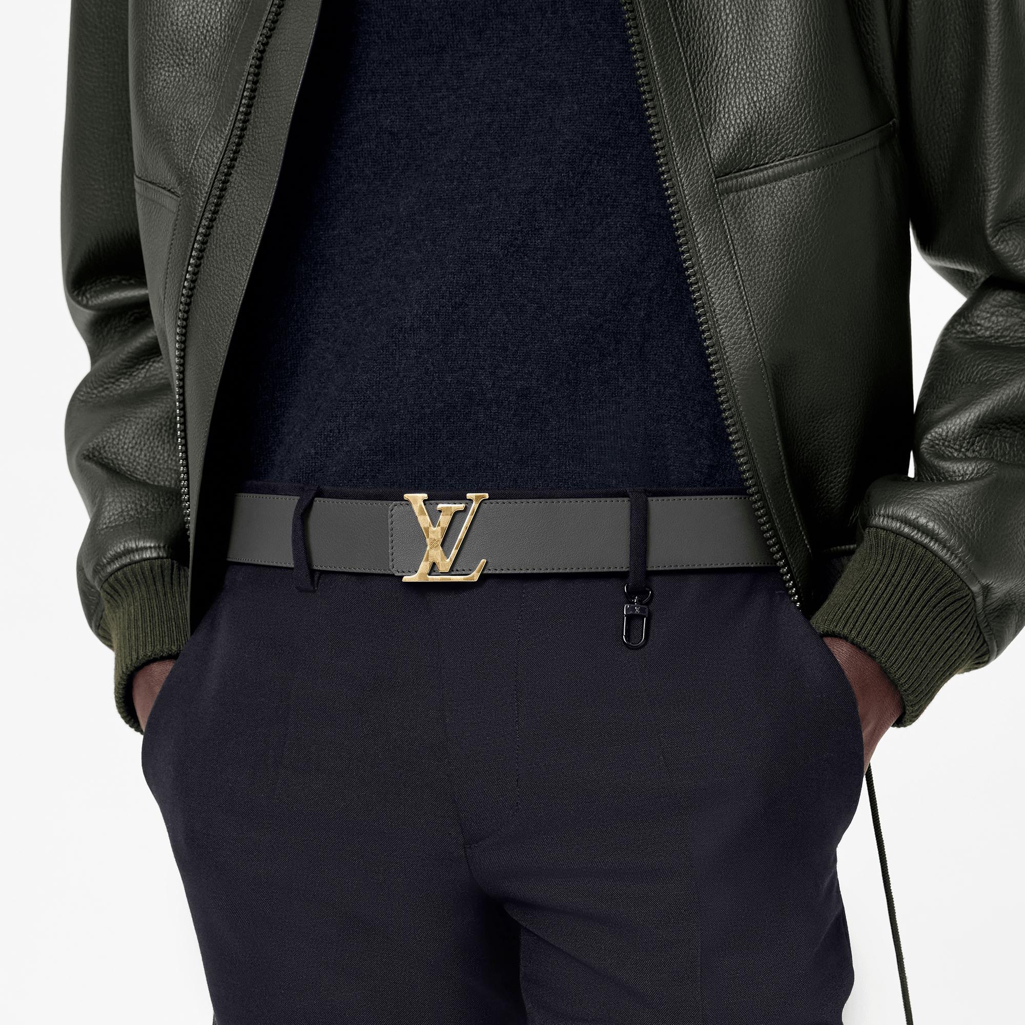 Shop Louis Vuitton Lv initials 40mm matte black belt (M0449Q) by naganon