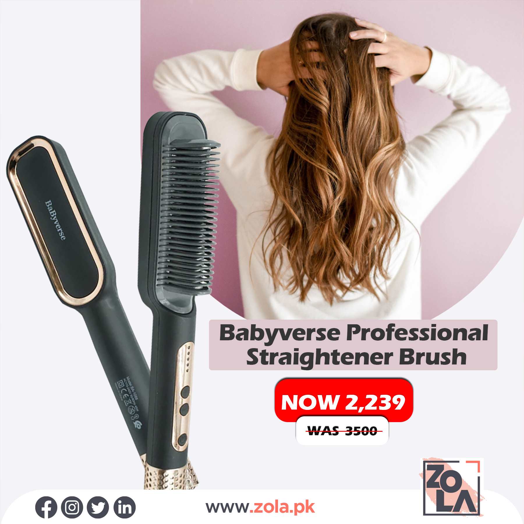 Babyverse Professional Straightener Brush- BA-1088