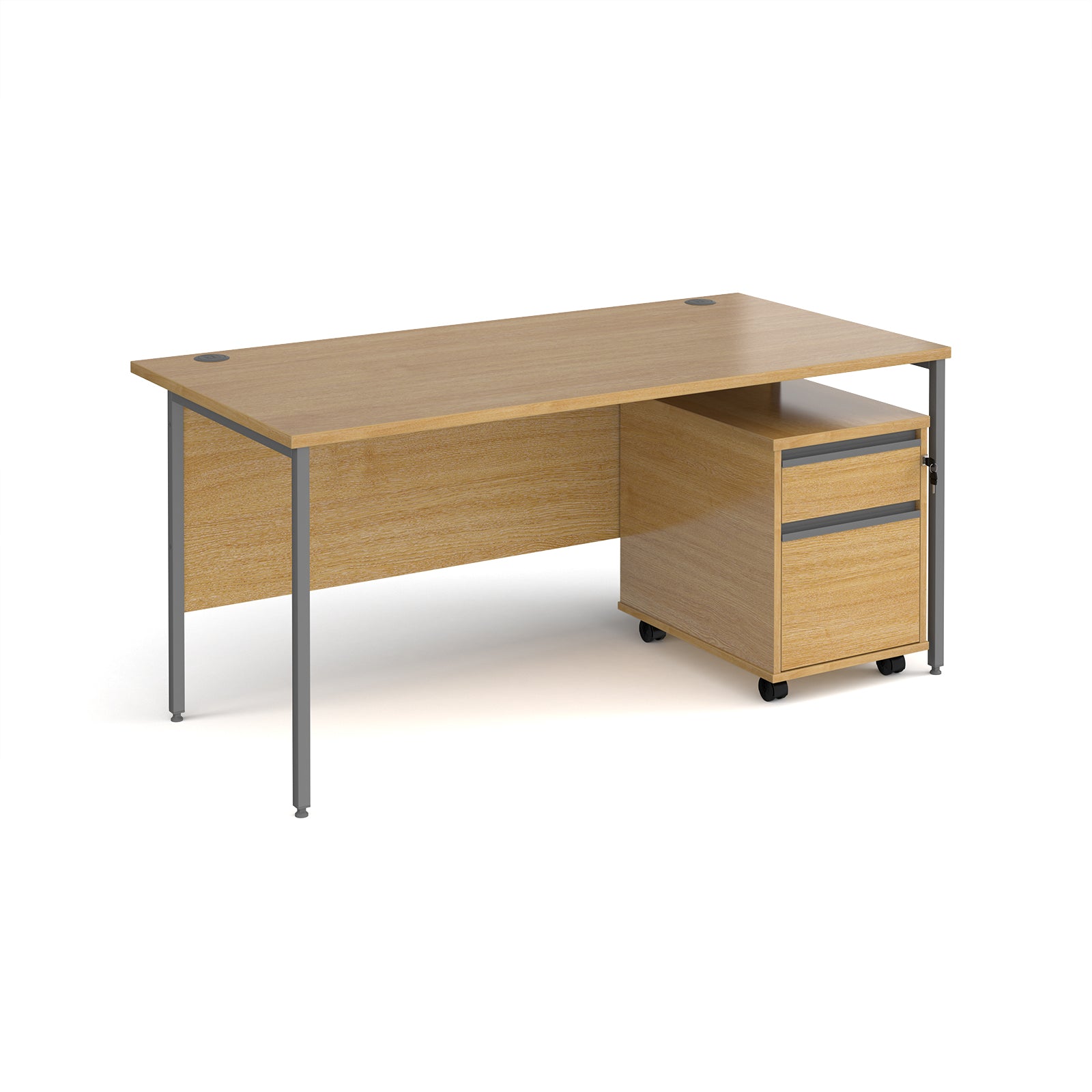 Contract 25 straight H-frame desk with mobile pedestal