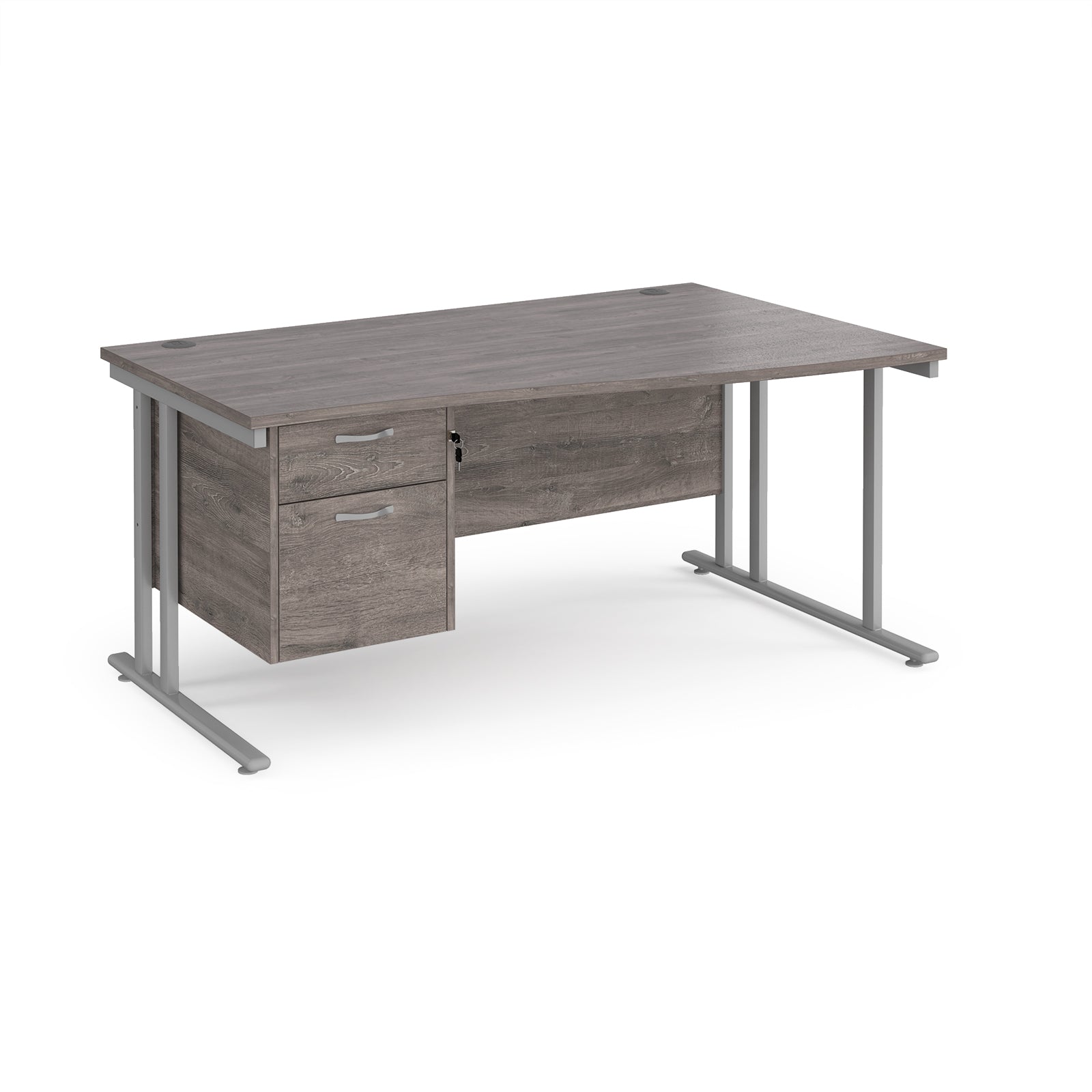 Maestro 25 cantilever right hand wave desk with 2 drawer ped