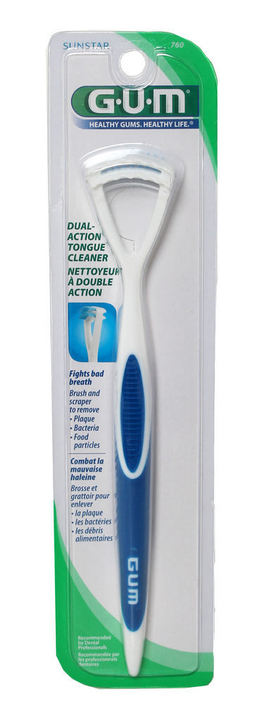 GUM® Dual Action Tongue Cleaner Brush/Scraper, 1ct