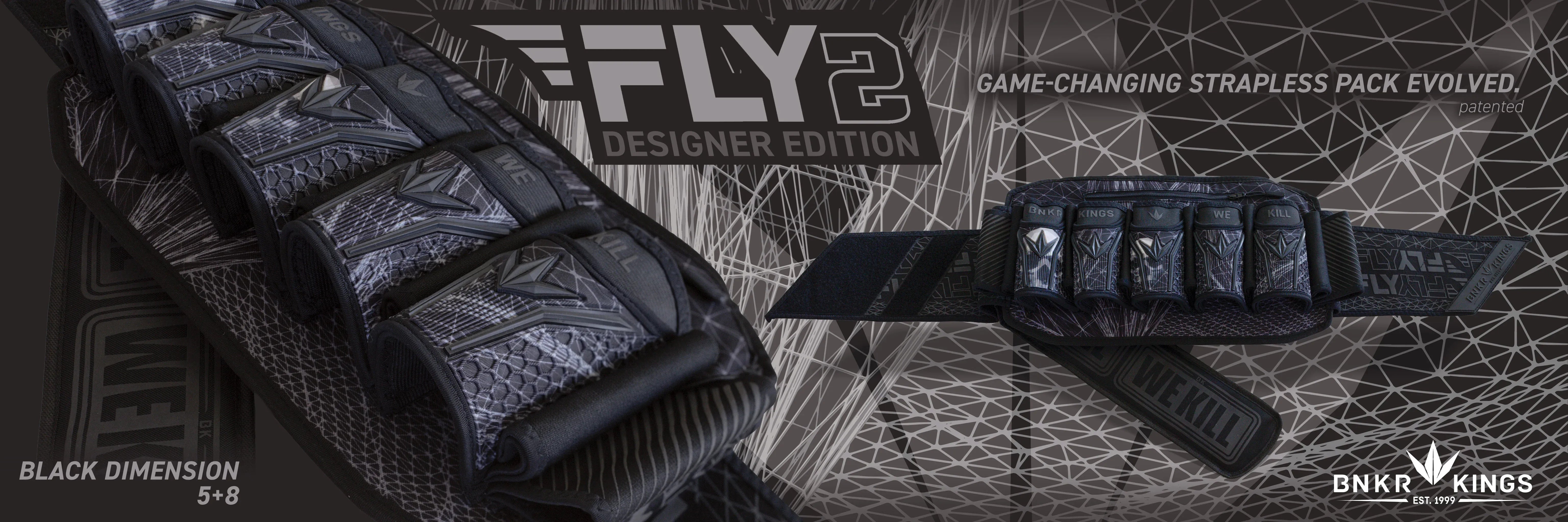 BunkerKings Fly2 Strapless Pack Black Dimension 5+8 - Time 2 Paintball