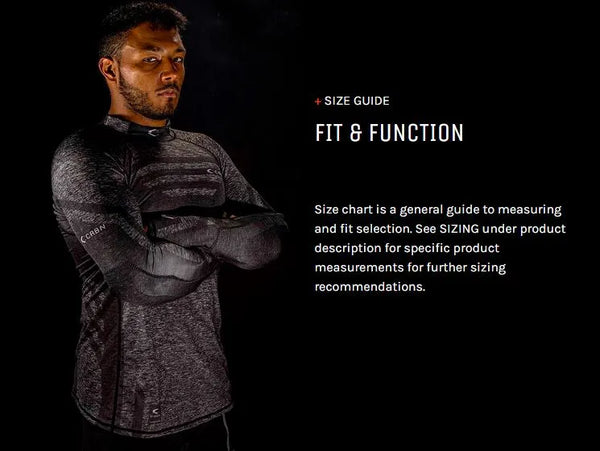 CRBN Size Guide Fit and Function - Time 2 Paintball