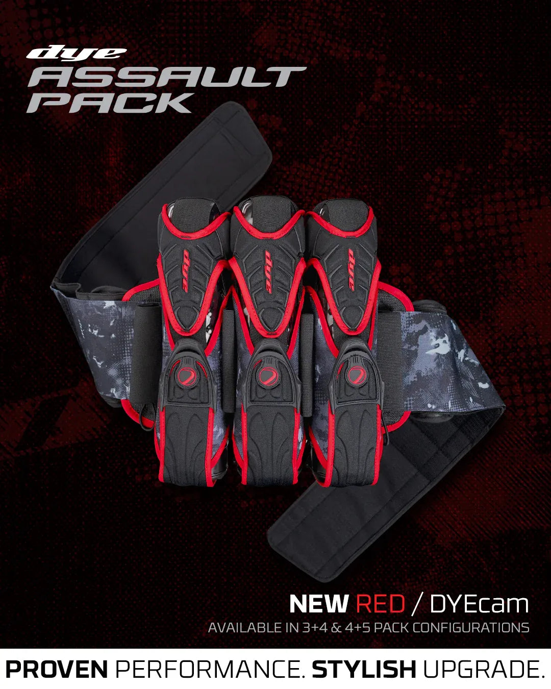 Dye Assault Pack PRO Harness 3+4 Dyecam Black_Red - Time 2 Paintball
