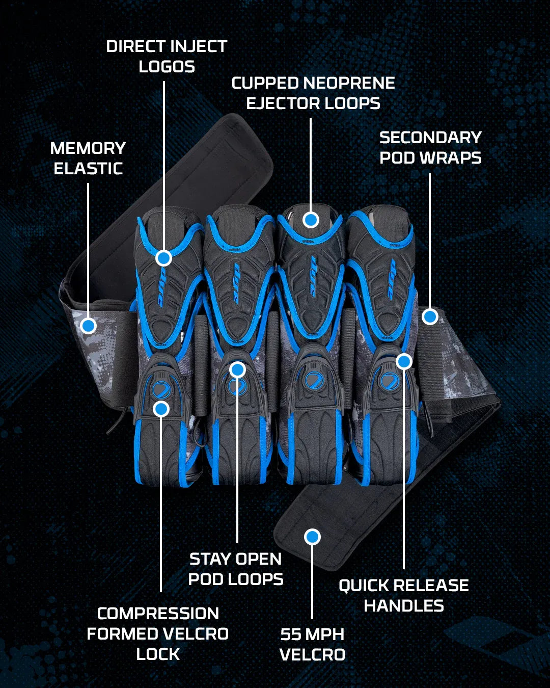 ASSAULT PACK PRO HARNESS Cyan - Time 2 Paintball