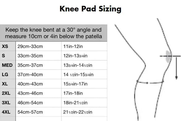 HydraFit Knee Pad Sizing Chart - Time 2 Paintball