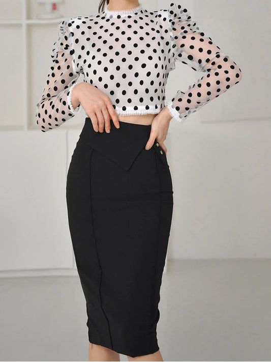 Formal Fashion White Top With Bodycon Skirt Set – Stylesplash
