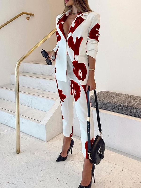 Fashion Designer Stylish Blazer and Suit pants Suit Two-piece Set Women's  Gorgeous Floral Printed Suit | inoava.com